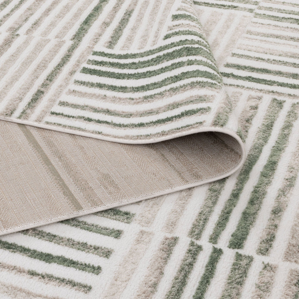 Wendall Geometric Lines Green Rug - W005WELL160W005Rugtastic