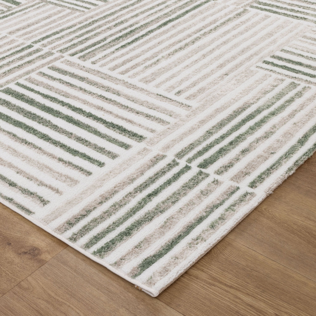 Wendall Geometric Lines Green Rug - W005WELL160W005Rugtastic