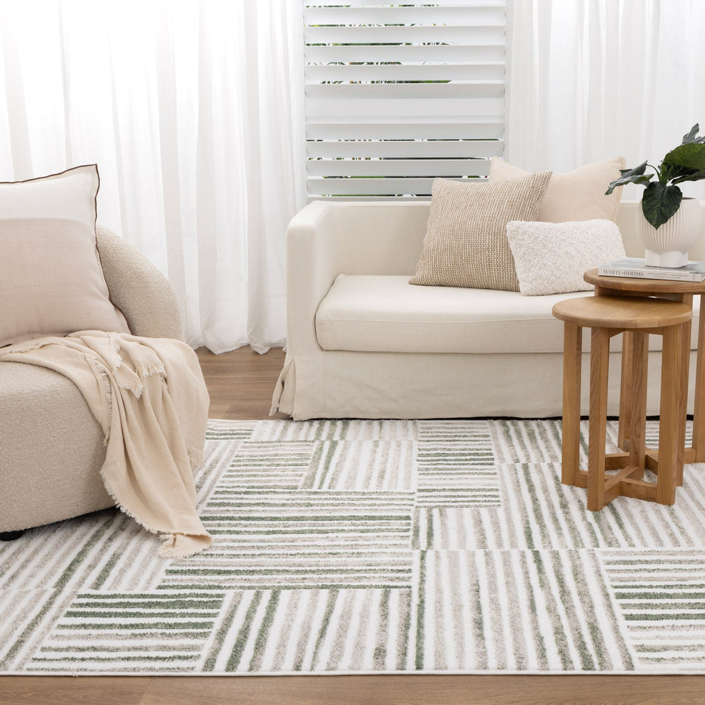 Wendall Geometric Lines Green Rug - W005WELL160W005Rugtastic