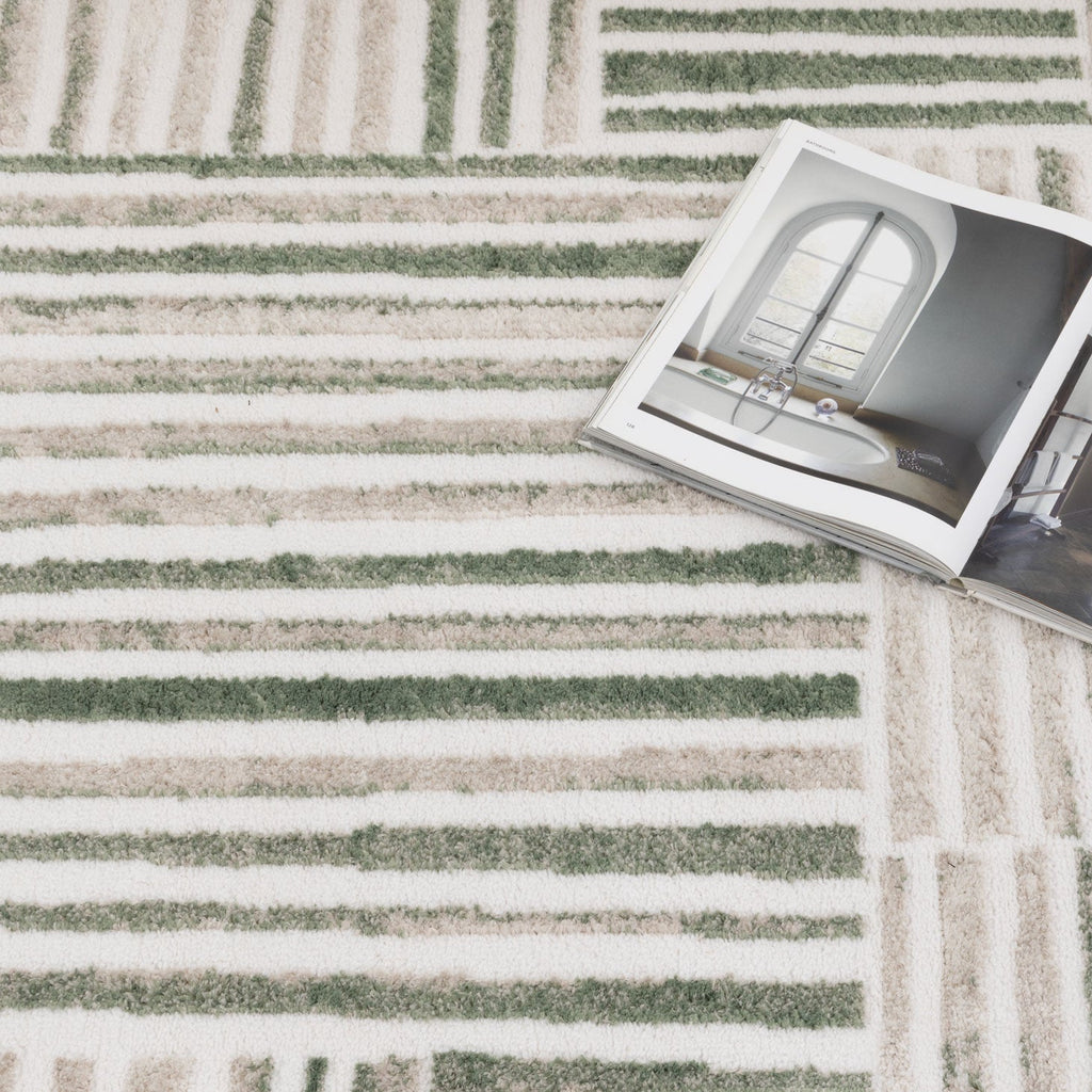 Wendall Geometric Lines Green Rug - W005WELL160W005Rugtastic