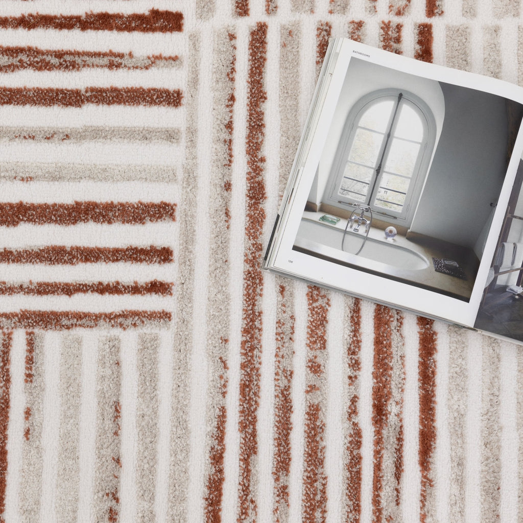 Wendall Geometric Lines Rust Rug - W004WELL160W004Rugtastic