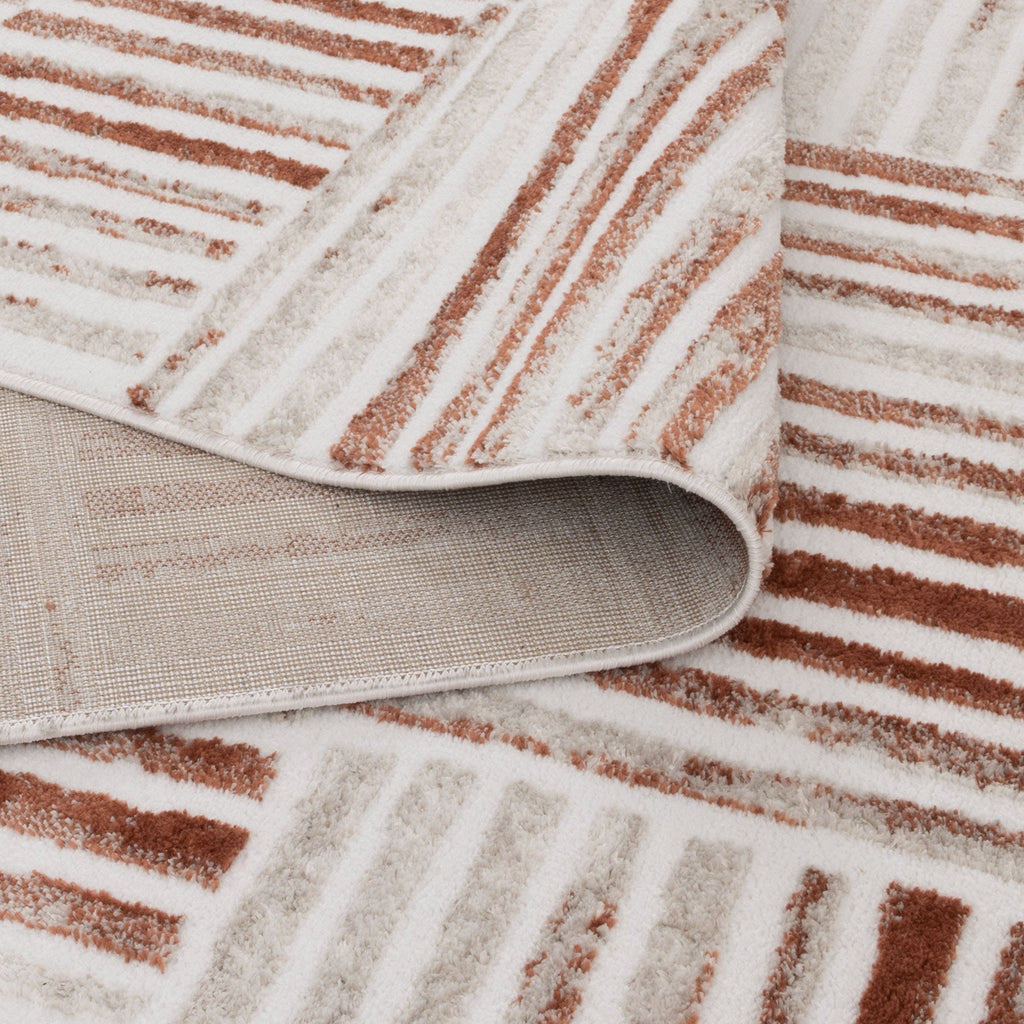 Wendall Geometric Lines Rust Rug - W004WELL160W004Rugtastic