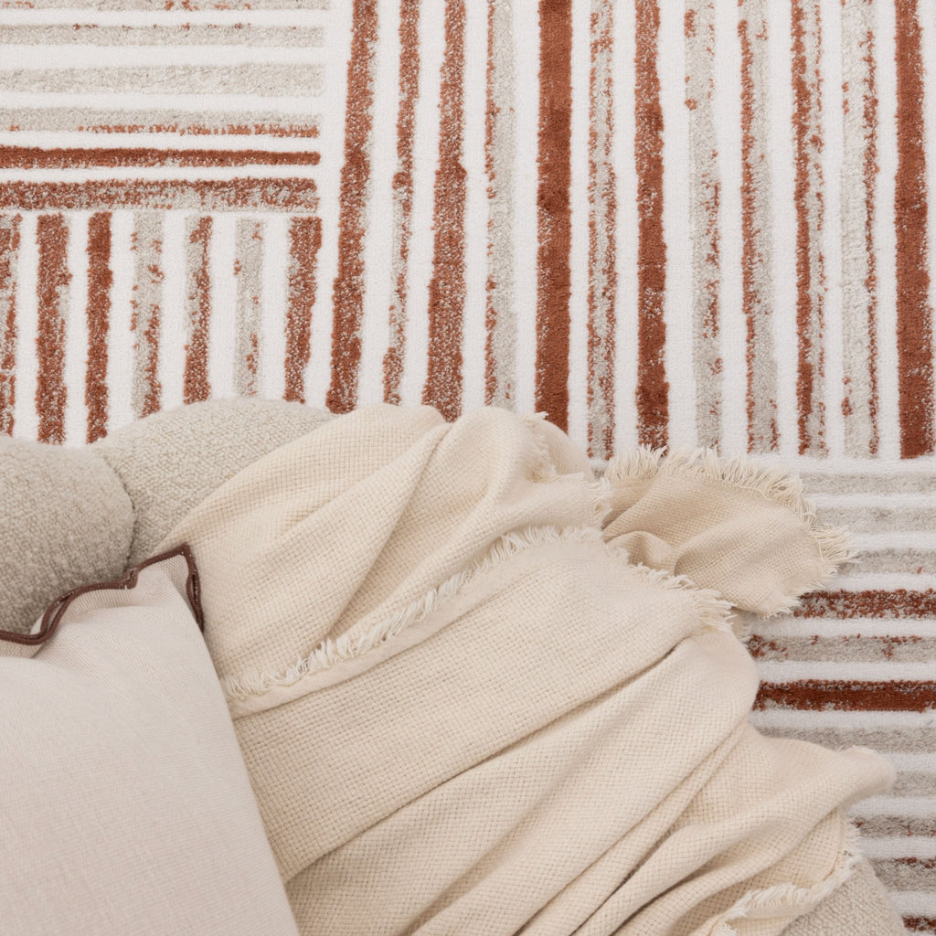Wendall Geometric Lines Rust Rug - W004WELL160W004Rugtastic