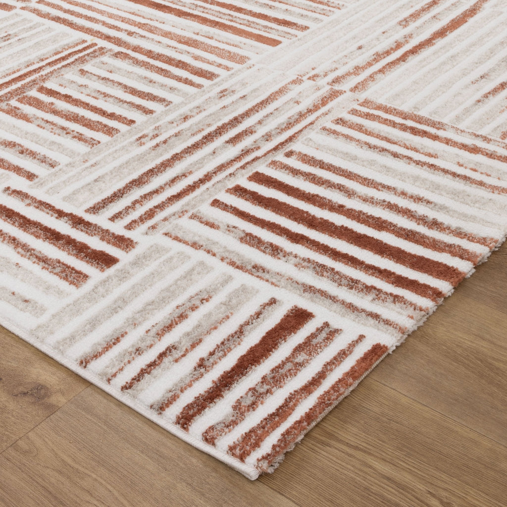 Wendall Geometric Lines Rust Rug - W004WELL160W004Rugtastic