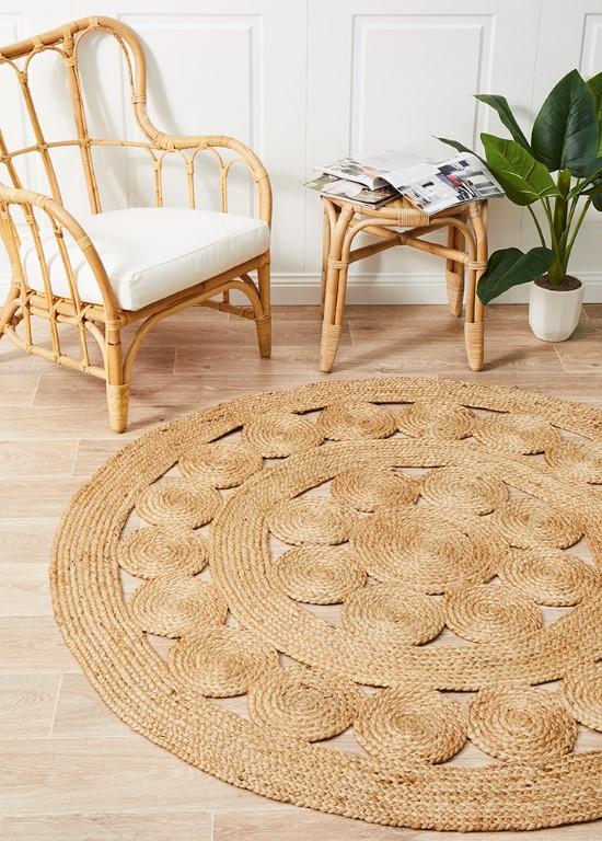 Atrium Round Pilu Natural Jute RugATR-PIL-NAT-120X120Rugtastic