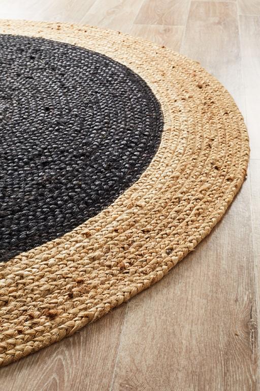 Atrium Round Polo Black Jute RugATR-POLO-BLA-120X120Rugtastic