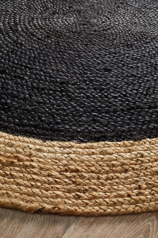 Atrium Round Polo Black Jute RugATR-POLO-BLA-120X120Rugtastic