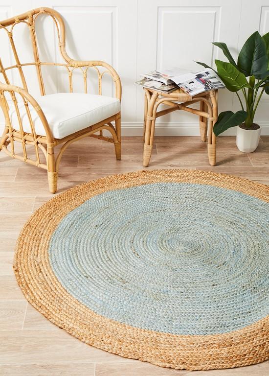 Atrium Round Polo Blue Jute RugATR-POLO-BLU-120X120Rugtastic