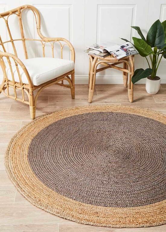 Atrium Round Polo Charcoal Jute RugATR-POLO-CHAR-120X120Rugtastic