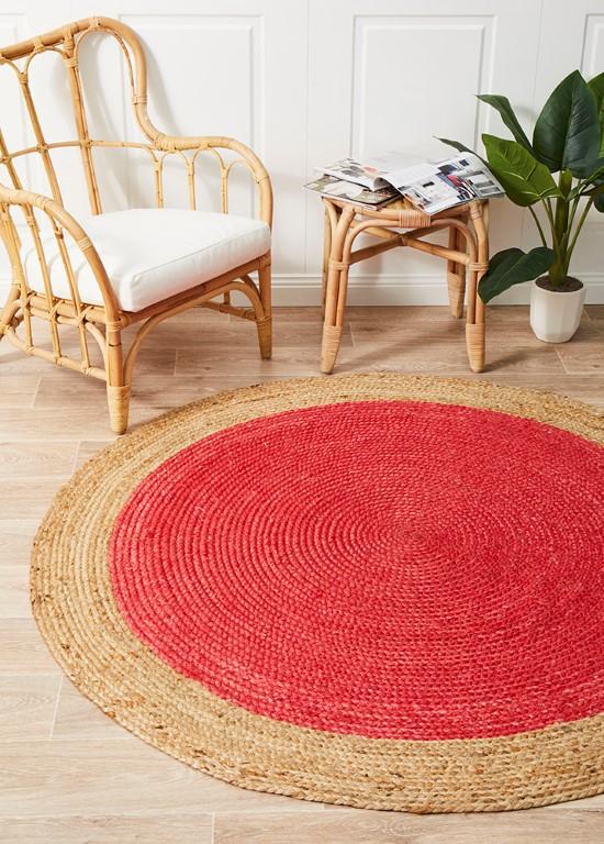 Atrium Round Polo Cherry Red Jute RugATR-POLO-CHE-200X200Rugtastic