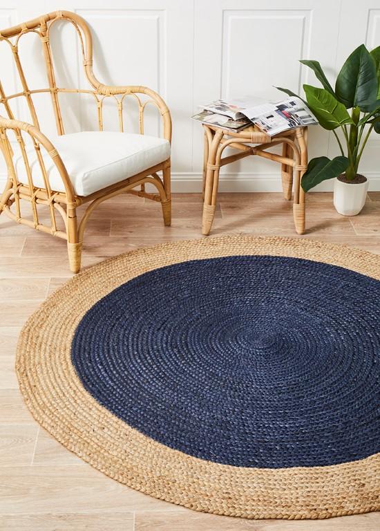 Atrium Round Polo Navy Blue Jute RugATR-POLO-NAVY-120X120Rugtastic