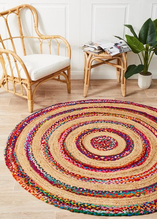 Atrium Round Target Multi Cotton Jute RugATR-TAR-MULT-120x120Rugtastic