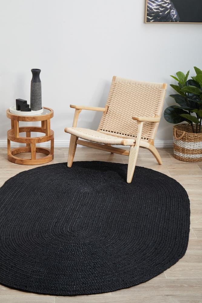 Bondi Black Oval RugBDI-BLK-OVL-220X150Rugtastic