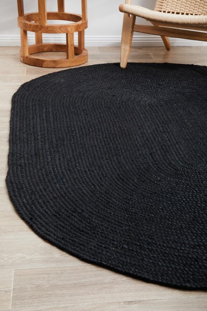 Bondi Black Oval RugBDI-BLK-OVL-220X150Rugtastic