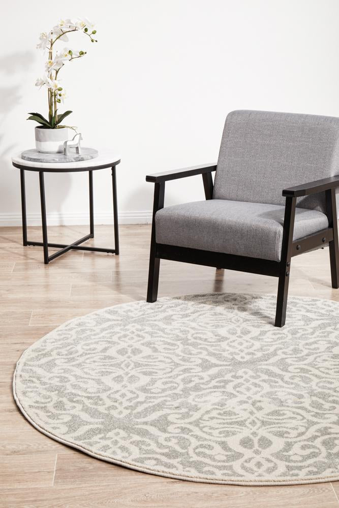 Chrome Lydia Silver Round RugCRO-LYD-SIL-150X150Rugtastic