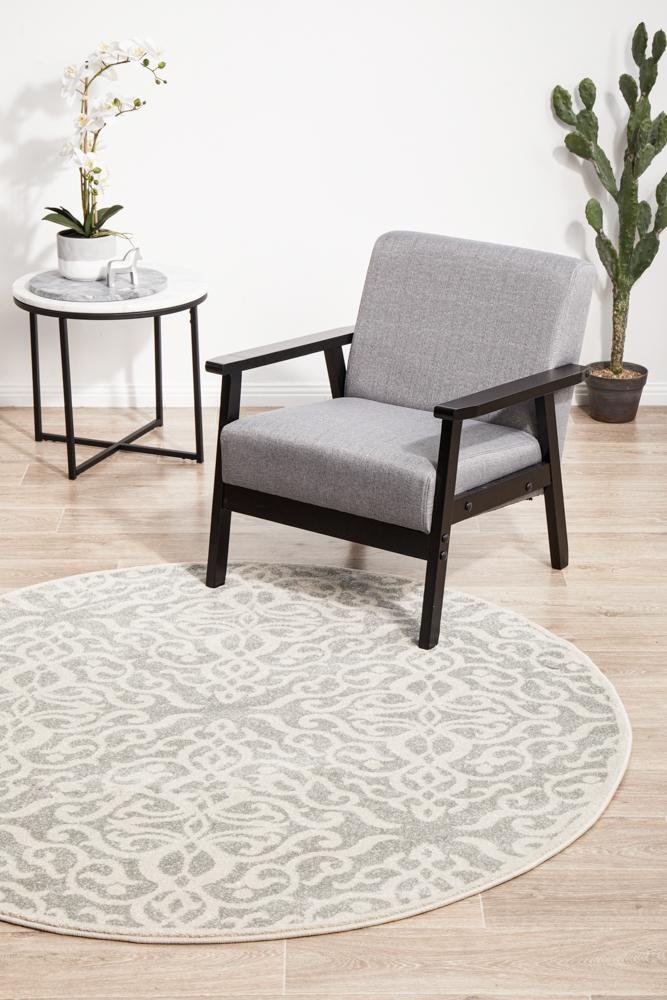 Chrome Lydia Silver Round RugCRO-LYD-SIL-150X150Rugtastic