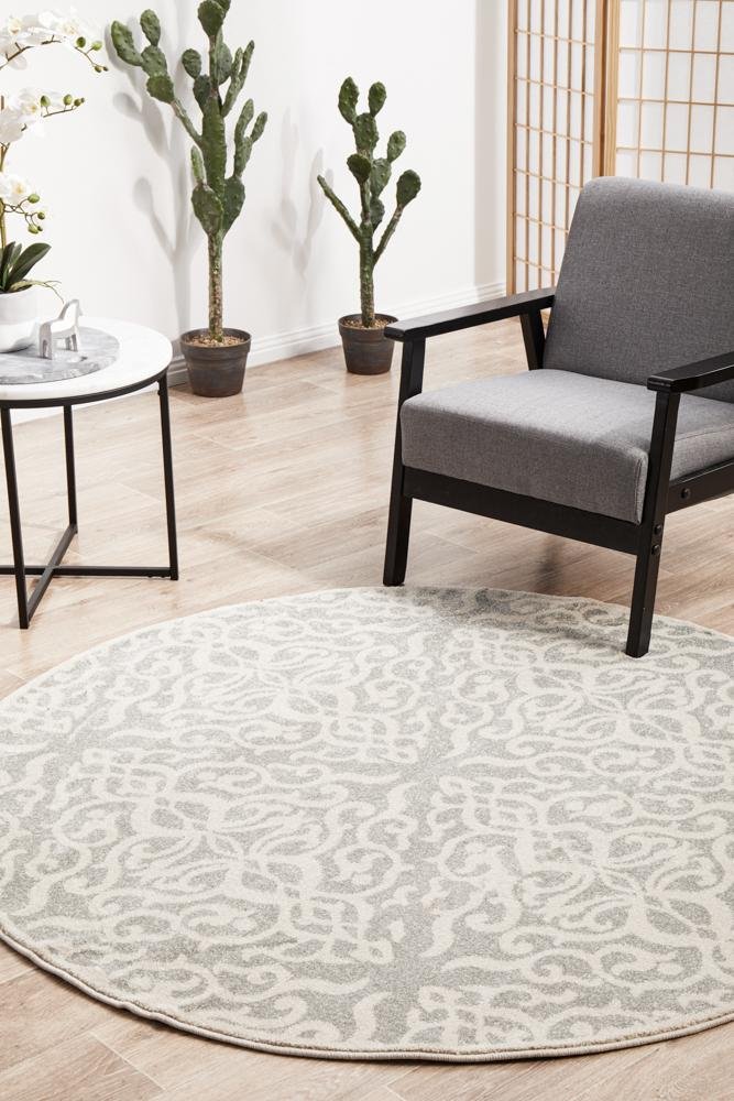 Chrome Lydia Silver Round RugCRO-LYD-SIL-150X150Rugtastic