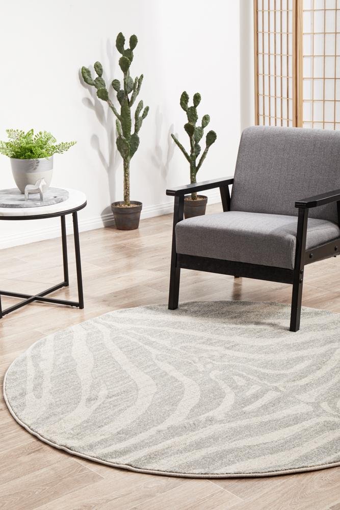 Chrome SAvenuennah Silver Round RugCRO-SAV-SIL-150X150Rugtastic