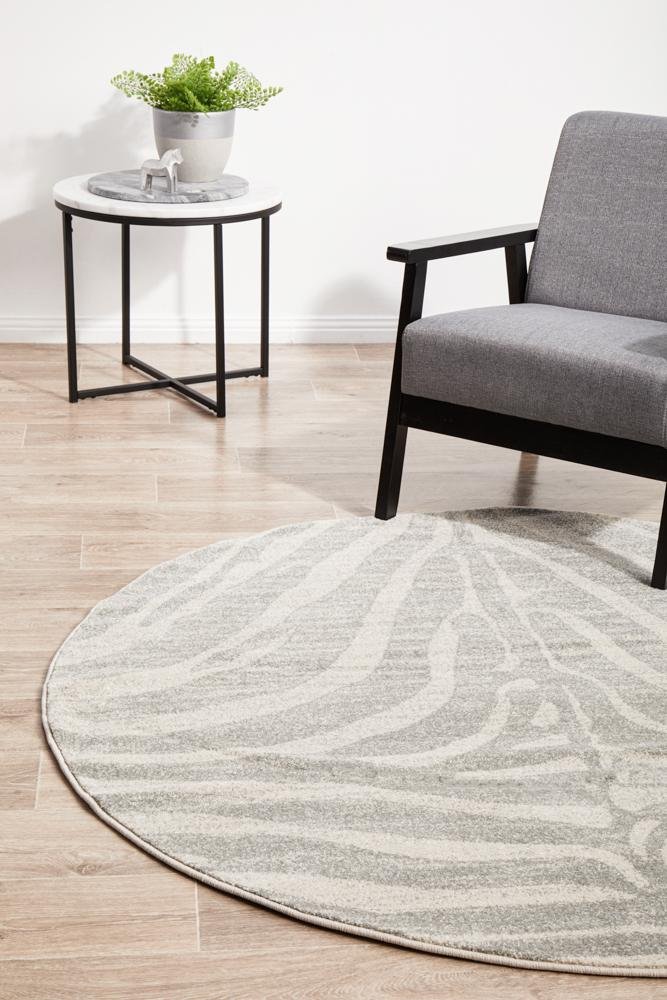 Chrome SAvenuennah Silver Round RugCRO-SAV-SIL-150X150Rugtastic