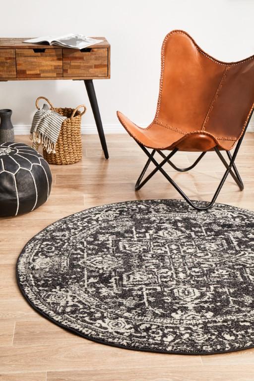 Evoke 253 Charcoal Grey Round Modern RugEVO-253-CHAR-150X150Rugtastic