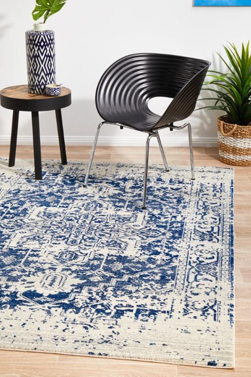 Evoke 253 White Cream Navy Modern RugEVO-253-WNAV-230X160Rugtastic