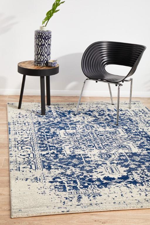 Evoke 253 White Cream Navy Modern RugEVO-253-WNAV-230X160Rugtastic