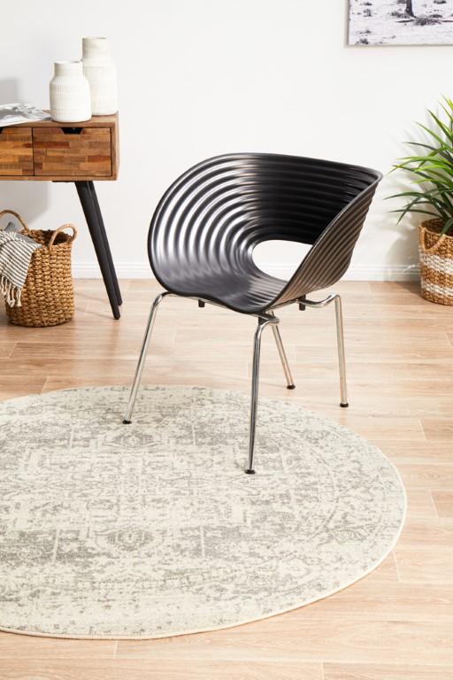 Evoke 253 White Cream Silver Round Modern RugEVO-253-WSIL-150X150Rugtastic