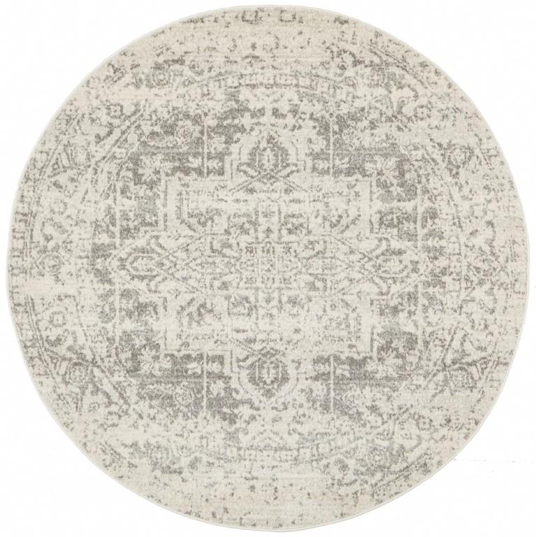 Evoke 253 White Cream Silver Round Modern RugEVO-253-WSIL-150X150Rugtastic