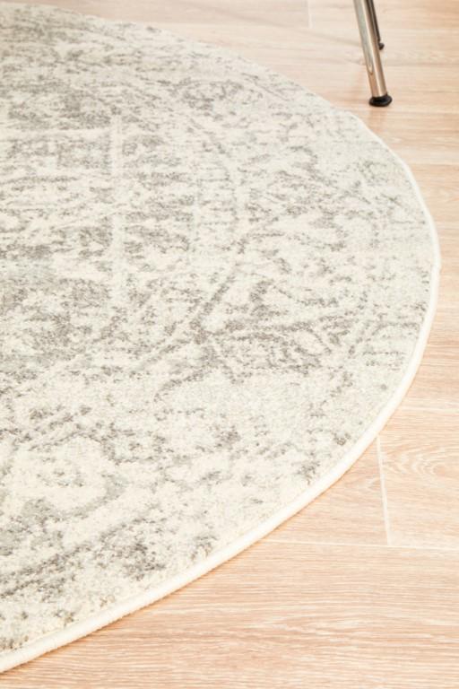 Evoke 253 White Cream Silver Round Modern RugEVO-253-WSIL-150X150Rugtastic