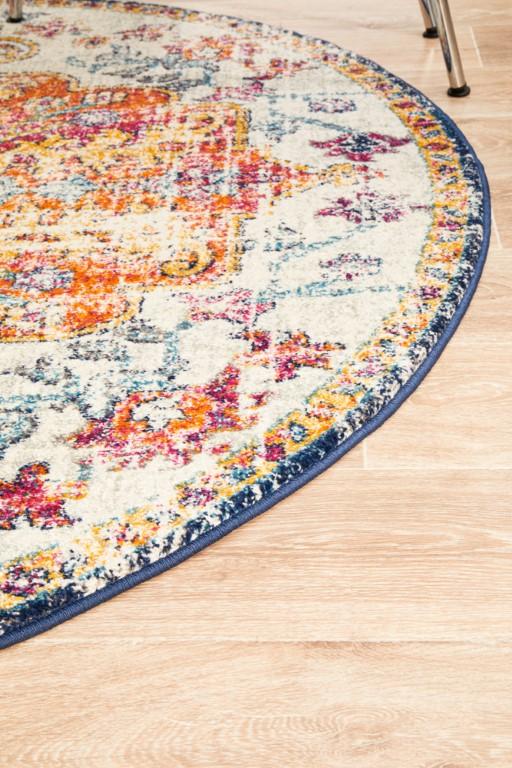Evoke 254 White Cream Orange Round Modern RugEVO-254-WHI-150X150Rugtastic