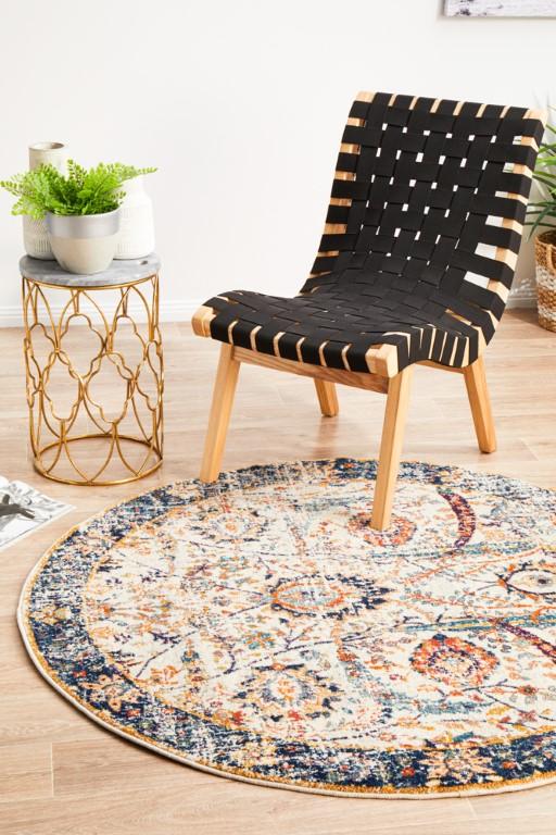 Evoke 255 Ivory Orange Navy Round Modern RugEVO-255-IVO-150X150Rugtastic