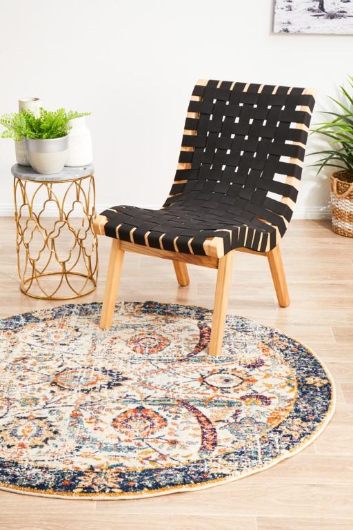 Evoke 255 Ivory Orange Navy Round Modern RugEVO-255-IVO-150X150Rugtastic