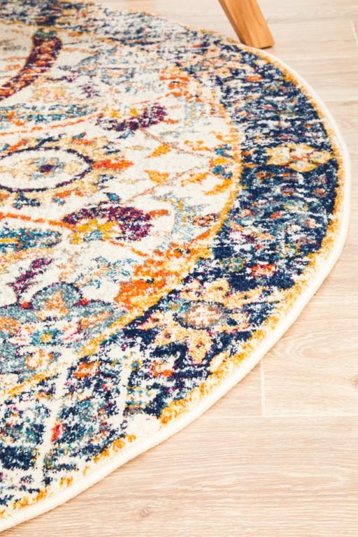 Evoke 255 Ivory Orange Navy Round Modern RugEVO-255-IVO-150X150Rugtastic