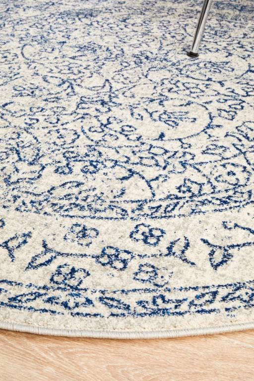 Evoke 258 White Cream Blue Round Modern RugEVO-258-WHI-150X150Rugtastic