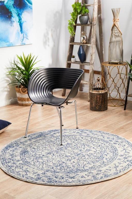 Evoke 258 White Cream Blue Round Modern RugEVO-258-WHI-150X150Rugtastic