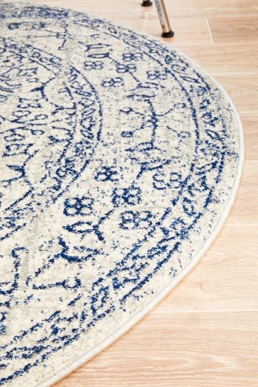 Evoke 258 White Cream Blue Round Modern RugEVO-258-WHI-150X150Rugtastic