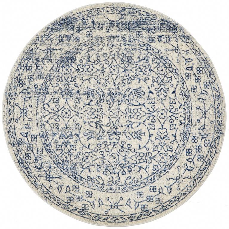 Evoke 258 White Cream Blue Round Modern RugEVO-258-WHI-150X150Rugtastic