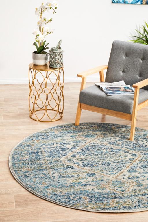 Evoke 263 Silver Blue Round Modern RugEVO-263-SIL-150X150Rugtastic