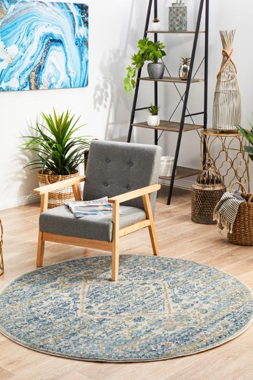 Evoke 263 Silver Blue Round Modern RugEVO-263-SIL-150X150Rugtastic