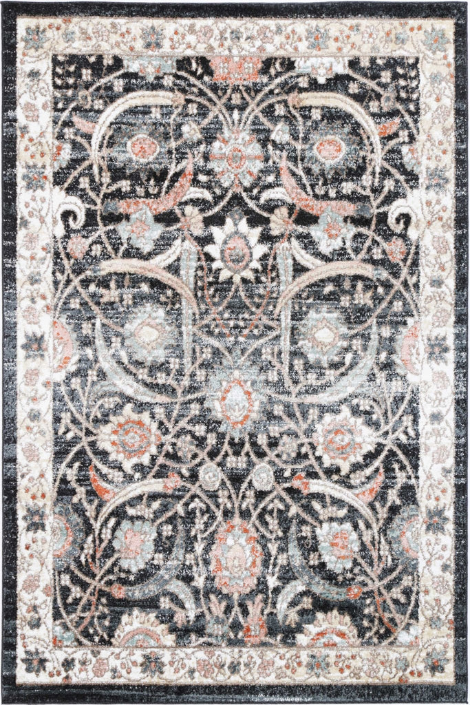 Esther Traditional Charcoal Cream RugESTA16020CHARRugtastic