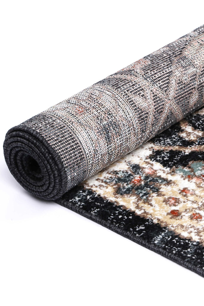 Esther Traditional Charcoal Cream RugESTA16020CHARRugtastic