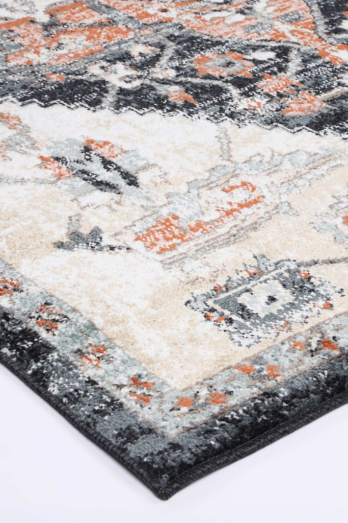 Esther Traditional Cream Black RugESTA16003CREARugtastic