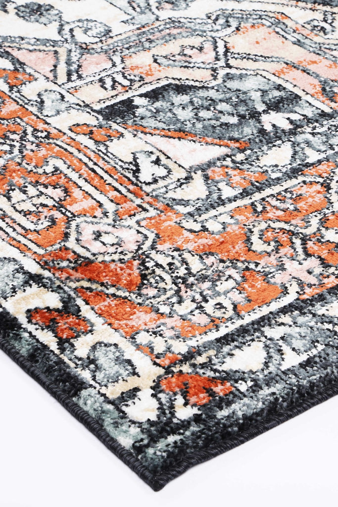 Esther Traditional Terracotta Black RugESTA16001BLACRugtastic