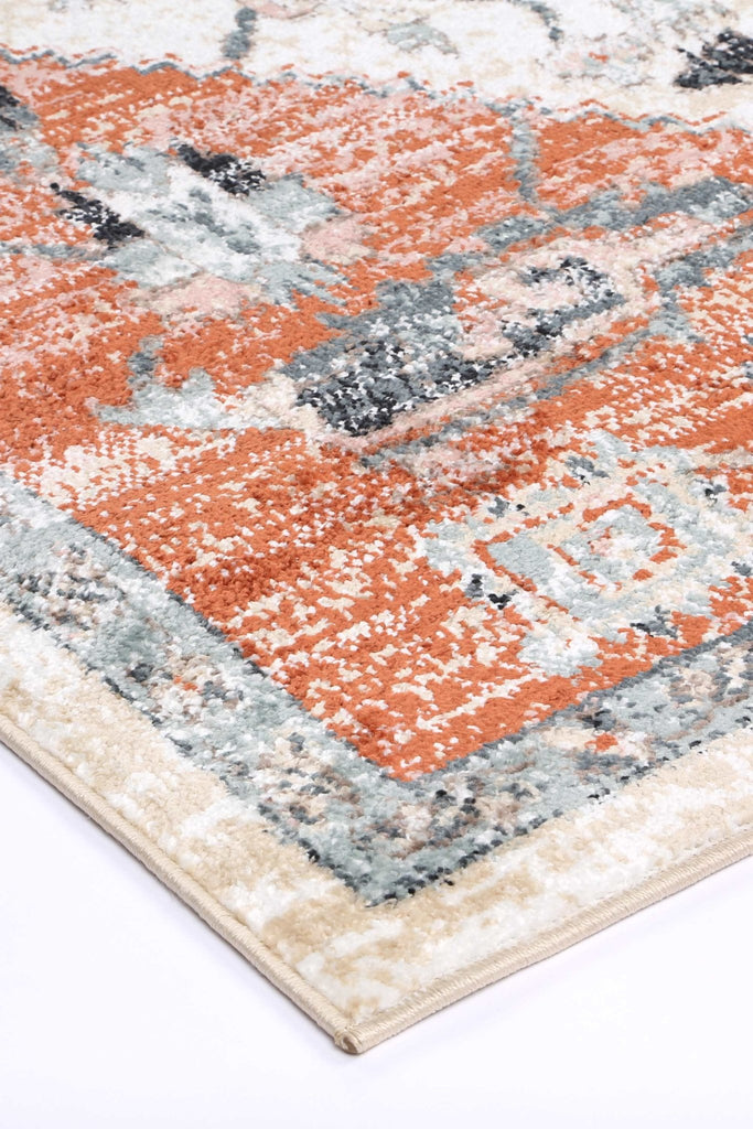 Esther Traditional Terracotta White RugESTA16004TERRRugtastic