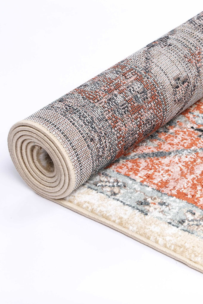 Esther Traditional Terracotta White RugESTA16004TERRRugtastic