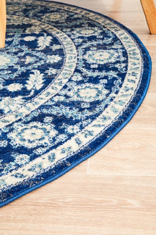 Evoke 261 Navy Blue Round Modern RugEVO - 261 - NAVY - 150X150Rugtastic