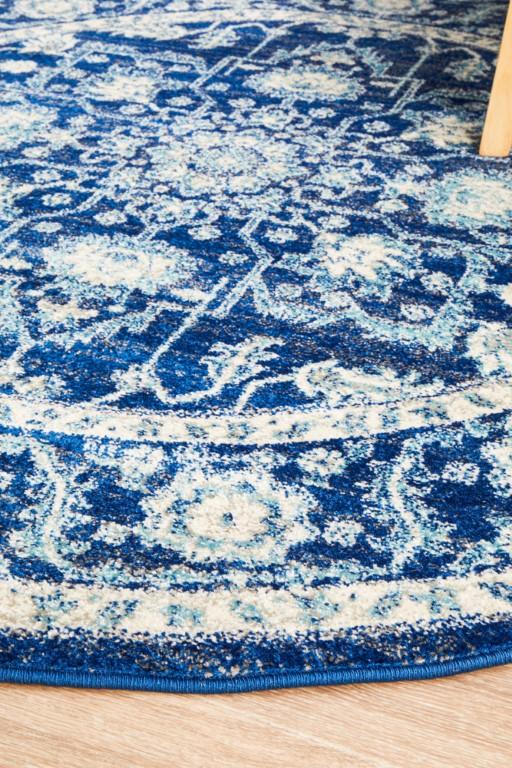 Evoke 261 Navy Blue Round Modern RugEVO - 261 - NAVY - 150X150Rugtastic