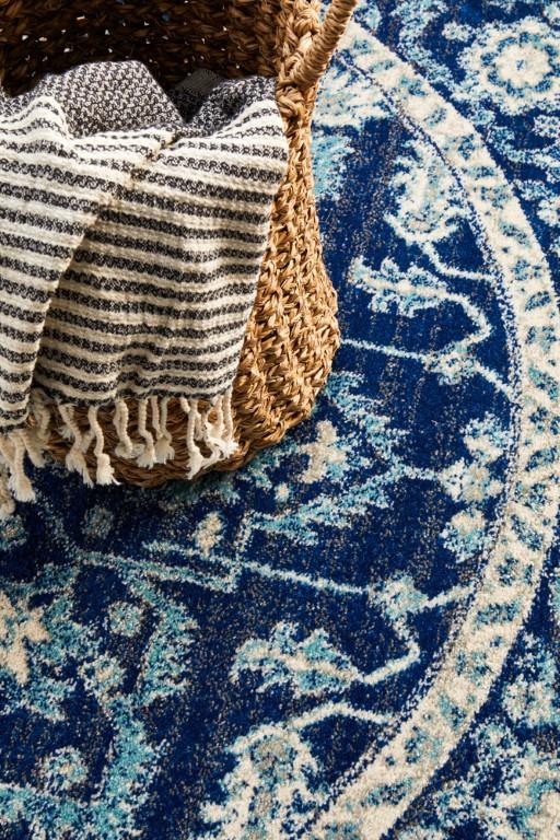Evoke 261 Navy Blue Round Modern RugEVO - 261 - NAVY - 150X150Rugtastic
