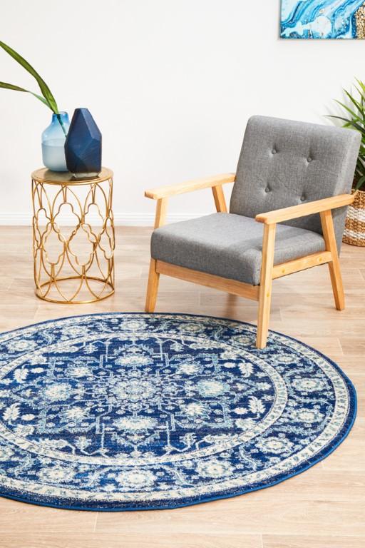 Evoke 261 Navy Blue Round Modern RugEVO - 261 - NAVY - 150X150Rugtastic