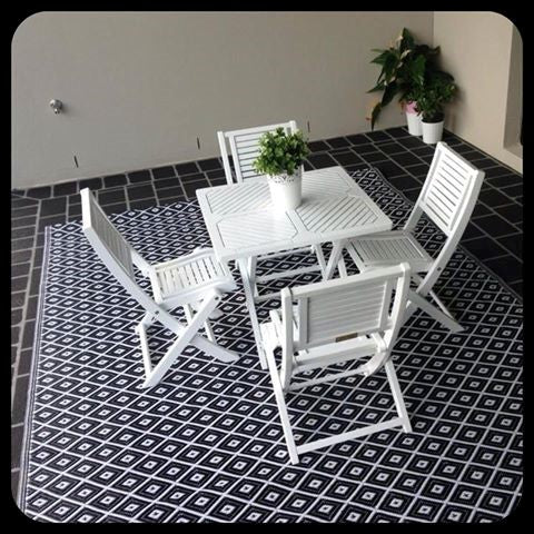 Fab Plastic Picnic Beach Mat Indoor Outdoor Rug Kimberley BlackPLRKIMBLK120179Rugtastic